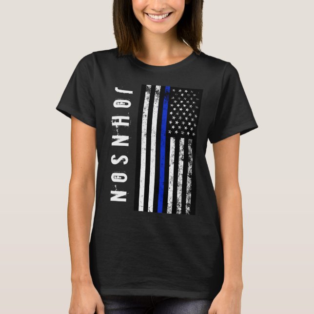 T-shirt Drapeau des Etats-Unis de style de police affligé (Devant)