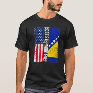 T-shirt Drapeau des États-Unis et drapeau de Bosnie-Herzég