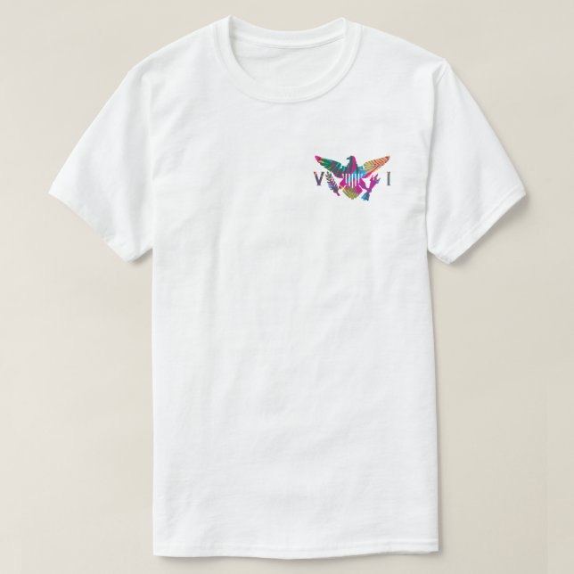 T-shirt Drapeau des îles Vierges américaines, Feuilles tro (Design devant)
