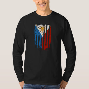 T-shirt Drapeau des Philippines moitié américain moitié ph