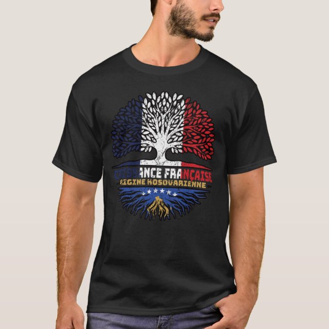 T-shirt Drapeau des racines d'arbres de France kosovar (Devant)