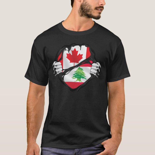 T-shirt Drapeau Des Racines Des Canadiens Libanais (Devant)