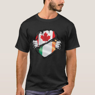 T-shirt Drapeau des racines d'un Canadien Irlandais déchir