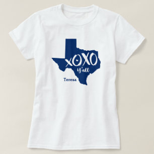 T-shirt Drapeau d'état bleu XOXO, Y'all - Forme d'état du 