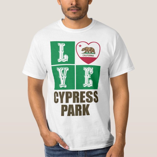 T-shirt Drapeau d'État de Californie Coeur Cypress Park (Devant)