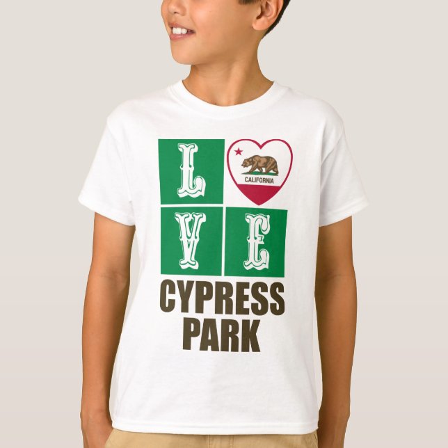 T-shirt Drapeau d'État de Californie Coeur Cypress Park (Devant)