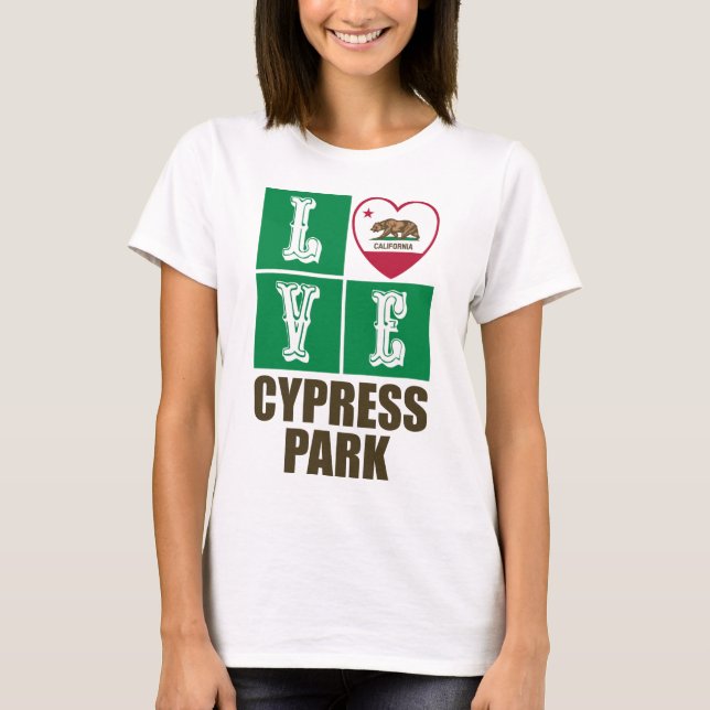 T-shirt Drapeau d'État de Californie Coeur Cypress Park (Devant)