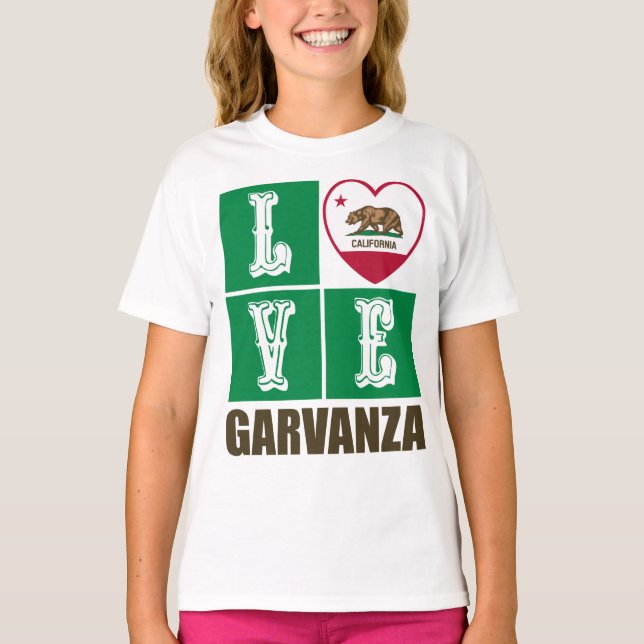T-shirt Drapeau d'État de Californie Coeur Garvanza (Devant)