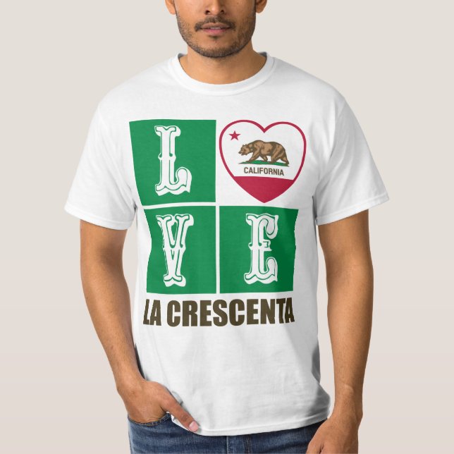 T-shirt Drapeau d'État de Californie Coeur La Crescenta (Devant)