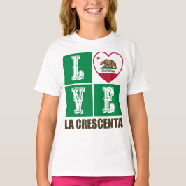 T-shirt Drapeau d'État de Californie Coeur La Crescenta