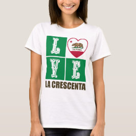 T-shirt Drapeau d'État de Californie Coeur La Crescenta