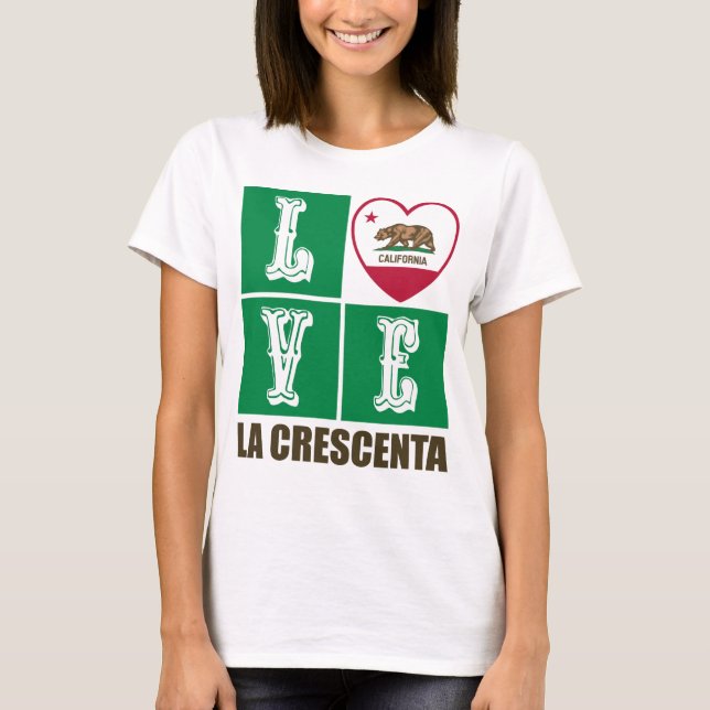 T-shirt Drapeau d'État de Californie Coeur La Crescenta (Devant)