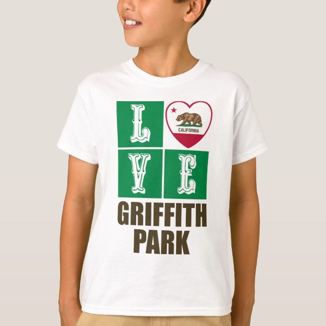 T-shirt Drapeau d'État de Californie Heart Griffith Park (Devant)