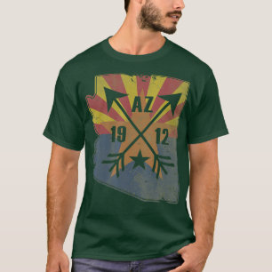 T-shirt Drapeau d'Etat de l'Arizona Carte Rétro Fade Homme