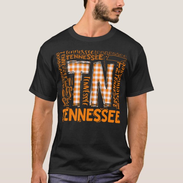 T-shirt Drapeau D'État Du Tennessee Orange Plaid Tn (Devant)