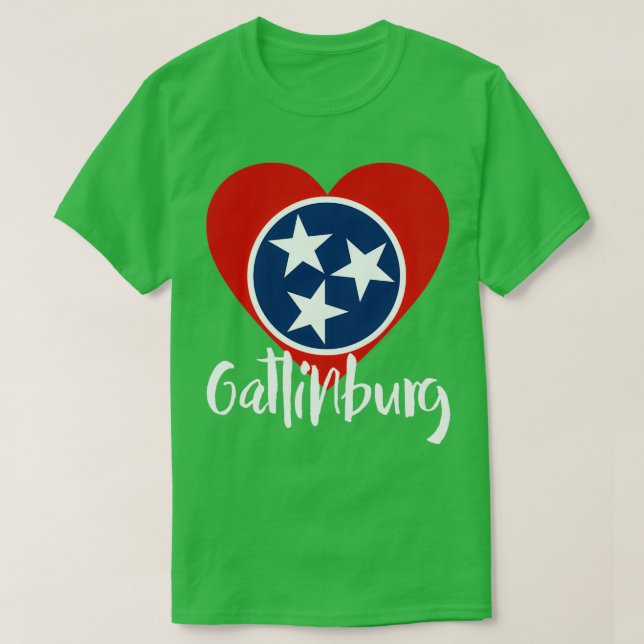 T-shirt Drapeau d'état en forme de coeur de Gatlinburg Ten (Design devant)