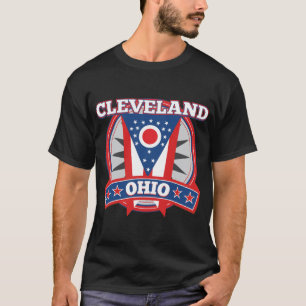 T-shirt Drapeau d'État patriotique bleu rouge de Cleveland