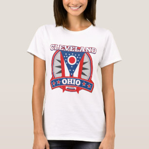 T-shirt Drapeau d'État patriotique bleu rouge de Cleveland