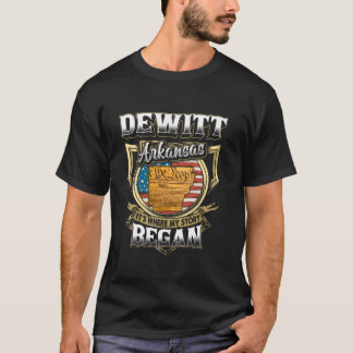 T-shirt Drapeau DeWitt Arkansas USA 4 juillet manches long