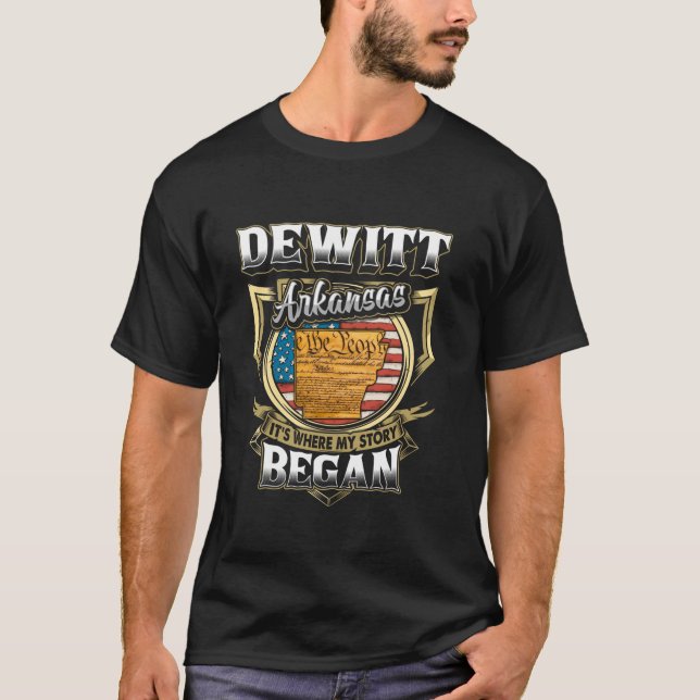 T-shirt Drapeau DeWitt Arkansas USA 4 juillet manches long (Devant)