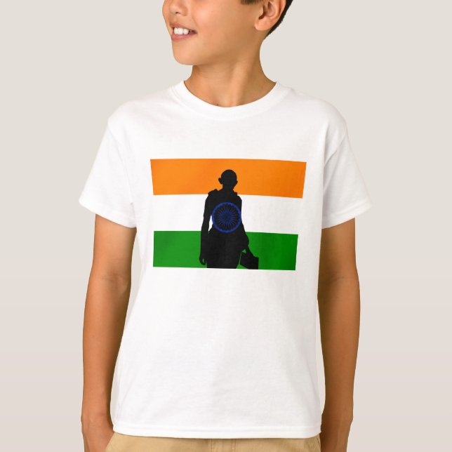 T-shirt Drapeau d'Indien de Mahatma Gandhi Inde Asie (Devant)
