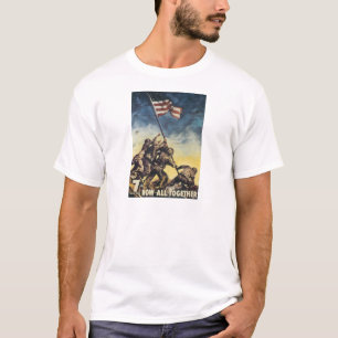 T-shirt Drapeau d'Iwo Jima soulevant le cru de graphique