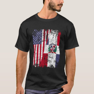 T-shirt Drapeau dominicain à demi-américain Roots