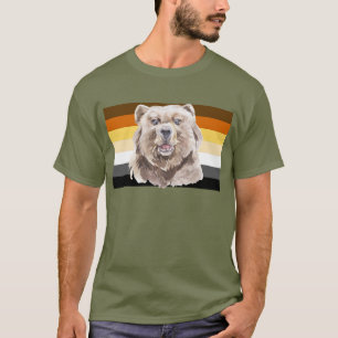 T-shirt Drapeau d'ours gris Brown rayé