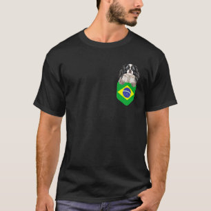 T-shirt Drapeau du Brésil Japanese Chin en poche