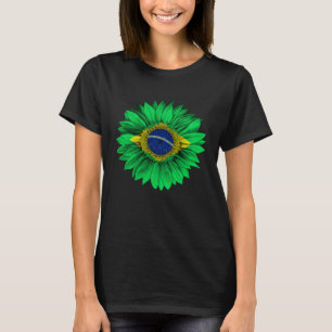 T-shirt Drapeau du Brésil Tournesol Racines brésiliennes F