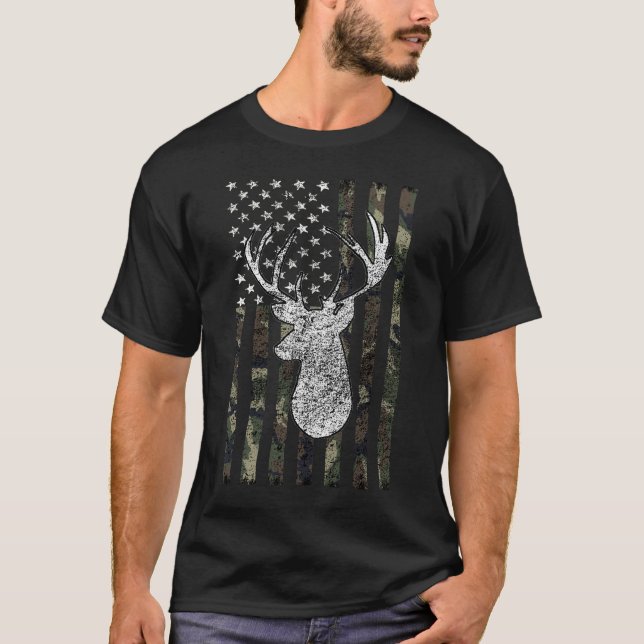 T-shirt Drapeau du camouflage de cerfs de chasse (Devant)