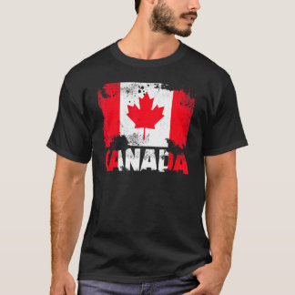 T-shirt Drapeau du Canada Tranche de Grunge canadienne Vin
