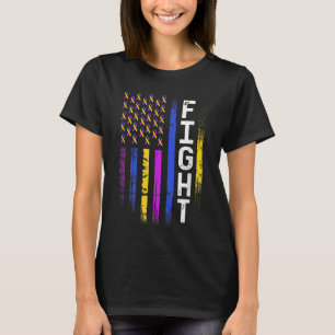 T-shirt Drapeau du cancer de la vessie jaune violet ruban 