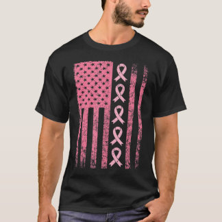 T-shirt Drapeau du cancer du sein Sensibilisation au ruban