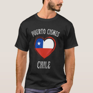 T-shirt Drapeau du Chili Cœur Ville de Puerto Cisnes