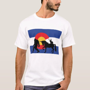 T-shirt Drapeau du Colorado avec Bigfoot, Unicorn et Jacka
