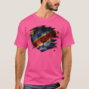 T-shirt Drapeau Du Congo Et Photo De Lion Africain - Congo