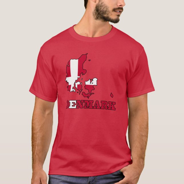 T-shirt Drapeau du Danemark dans la carte (Devant)