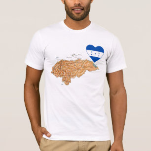 T-Shirt Drapeau du Honduras Cœur et Carte
