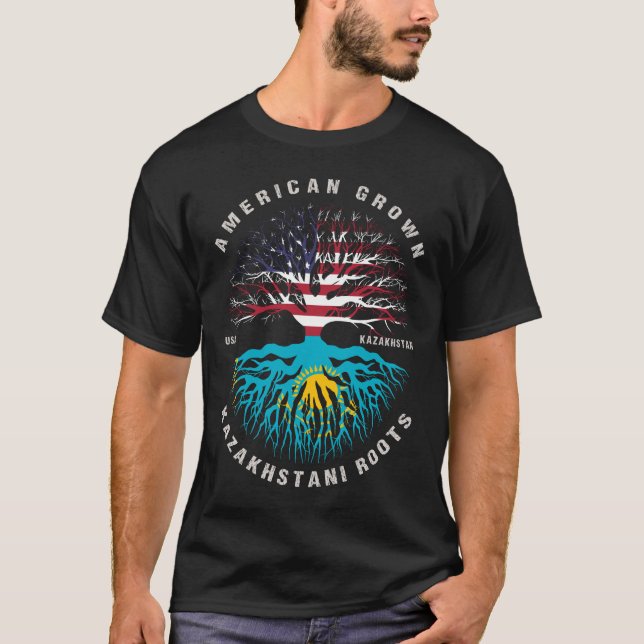 T-shirt Drapeau du Kazakhstan, racines kazakhes de la croi (Devant)