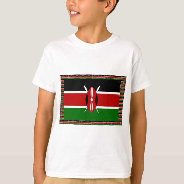 T-shirt Drapeau du Kenya : avec cadre de drapeau miniature (Devant)
