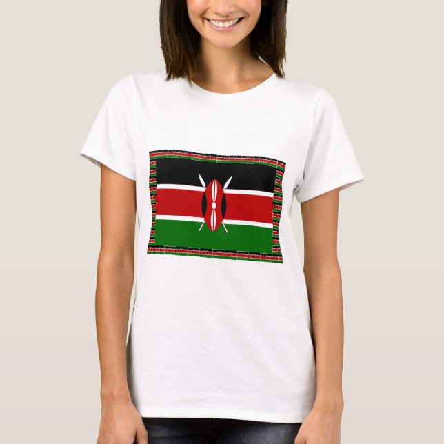 T-shirt Drapeau du Kenya : avec cadre de drapeau miniature (Devant)