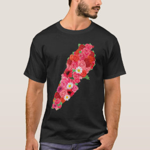 T-shirt Drapeau du Liban Fleur Carte Beyrouth Lobnan Liba
