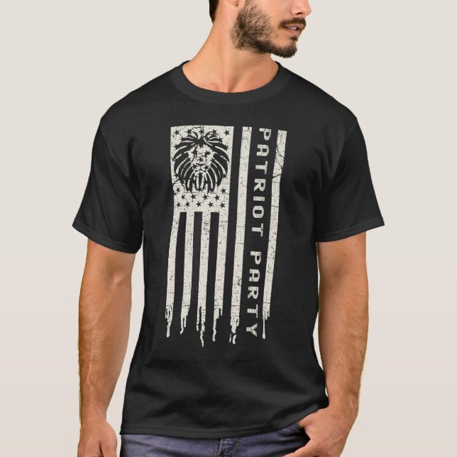 T-shirt Drapeau du lion du Parti patriote américain (Devant)
