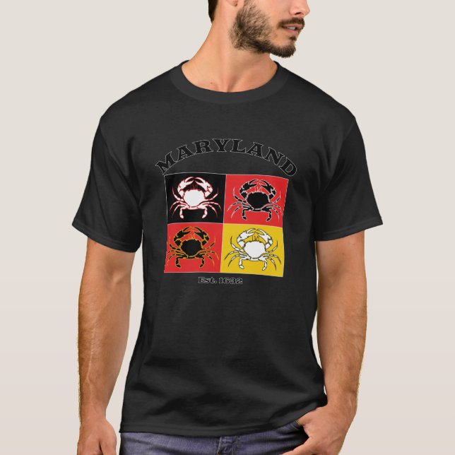T-shirt Drapeau du Maryland Crabe Baltimore Annapolis Fish (Devant)