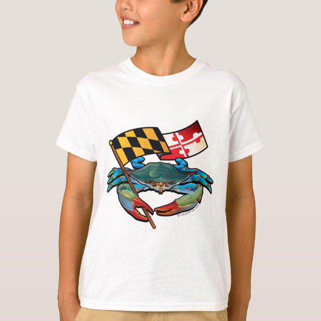 T-shirt Drapeau du Maryland de crabe bleu (Devant)
