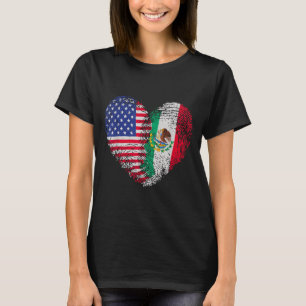 T-shirt Drapeau du Mexique moitié mexicain moitié américai