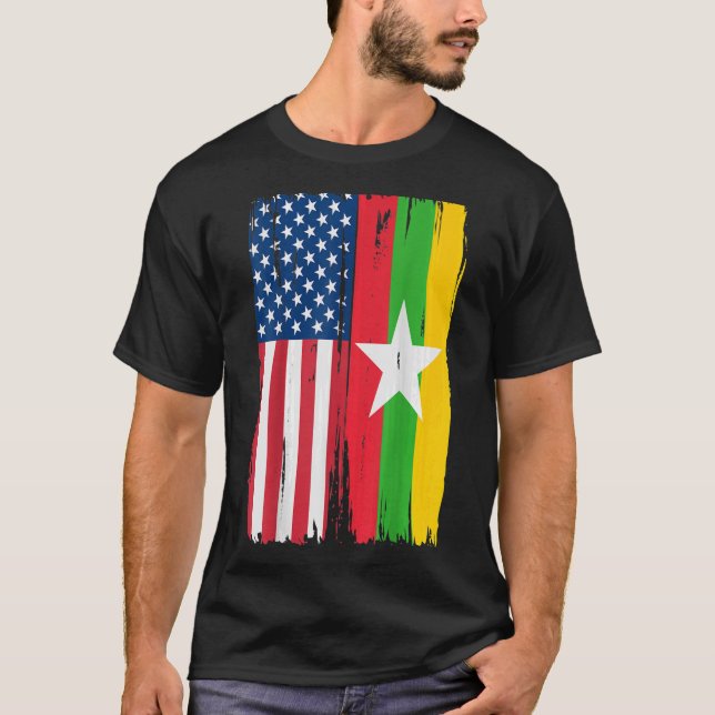 T-shirt Drapeau du Myanmar américain TShirt304 (Devant)
