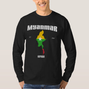 T-shirt Drapeau du Myanmar, Carte du Myanmar, Journée nati