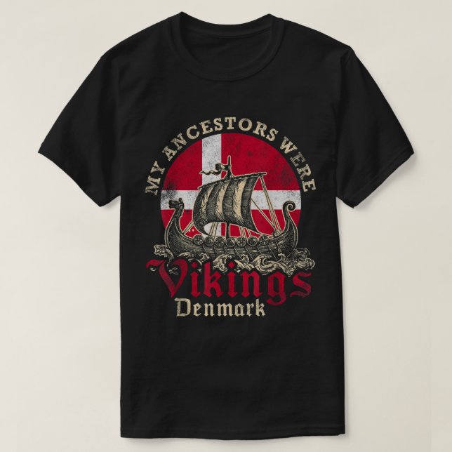 T-shirt Drapeau du navire viking danois (Design devant)